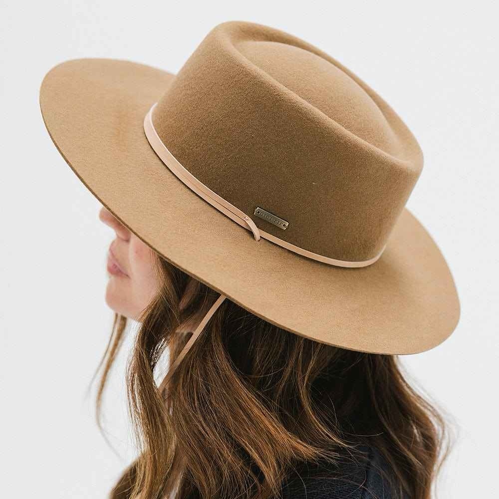Gigi Pip Wren Telescoping‎ Hat in Brown Elegant Tan Wide-Brim Hat